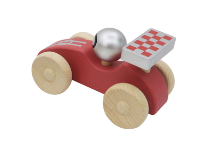 Red Retro Racing Car | Smooth Easy-Rolling Beech Wood Toy