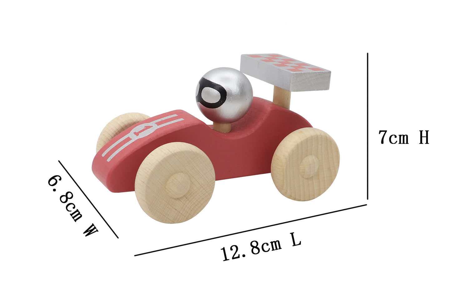 Red Retro Racing Car | Smooth Easy-Rolling Beech Wood Toy