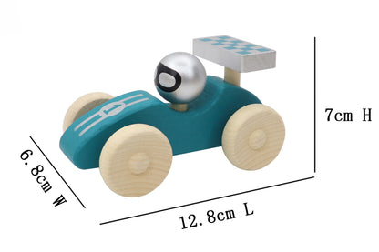Green Beech Wood Racing Car | Easy Rolling Open Wheeler 12cm