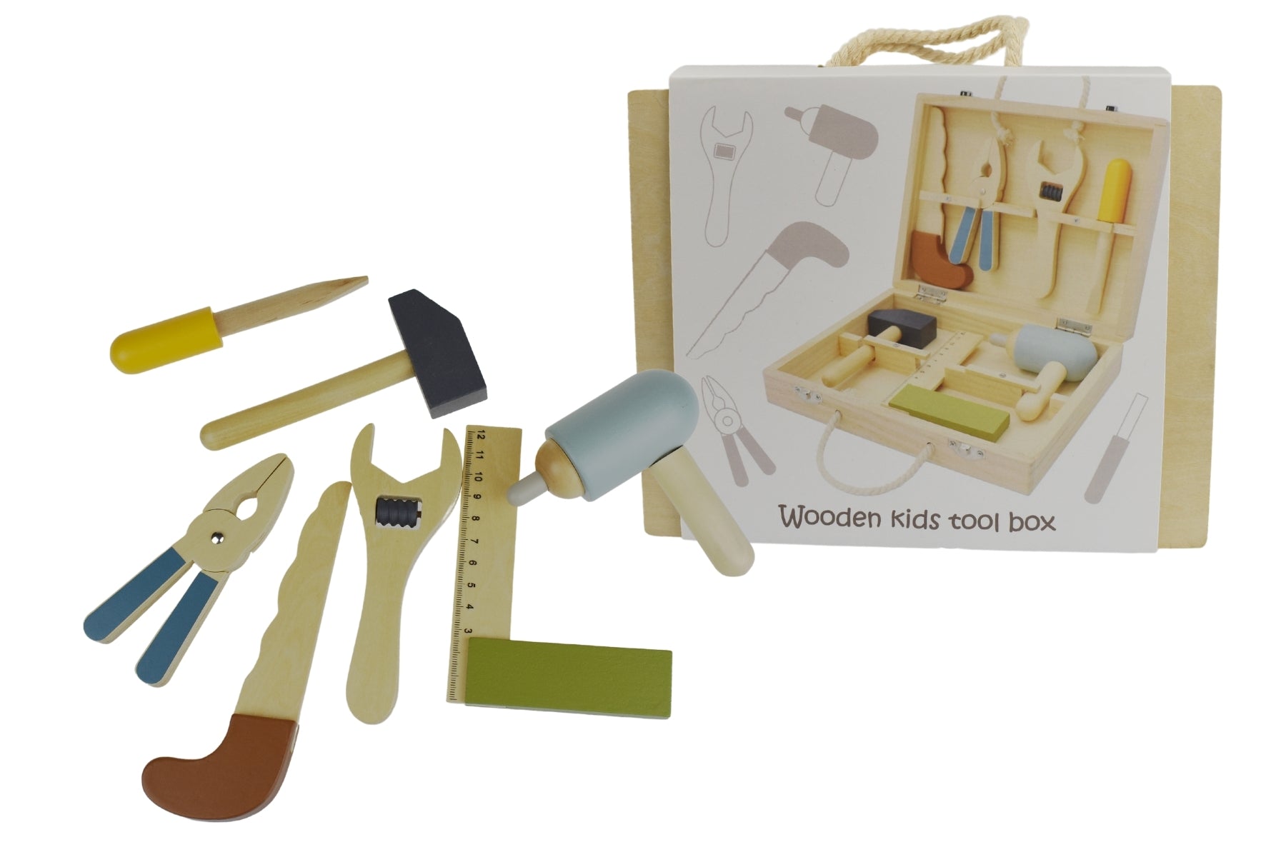 Kaper Kidz Wooden Toolbox Set | Educational toy for kids to learn and play at home.