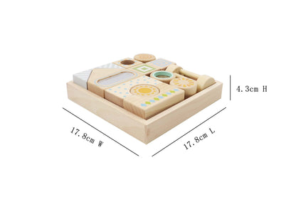 Colorful sensory wooden blocks set for kids creative play and learning at home.