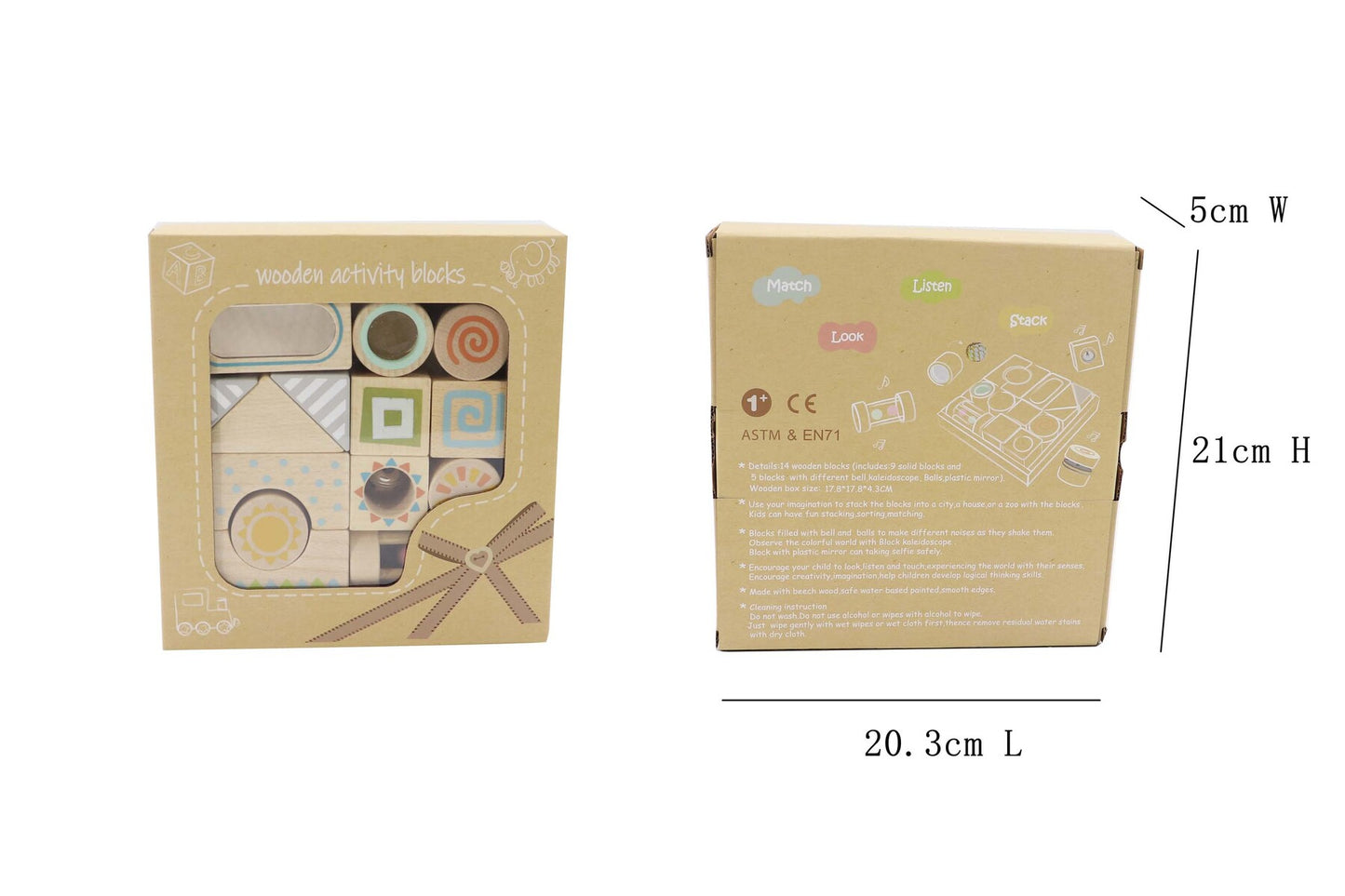 Sensory wooden building blocks set for kids, enhances creativity and fine motor skills.