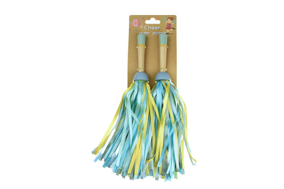 Wooden Cheer Pom Poms | Vibrant Fabric Streamers & Smooth Handle