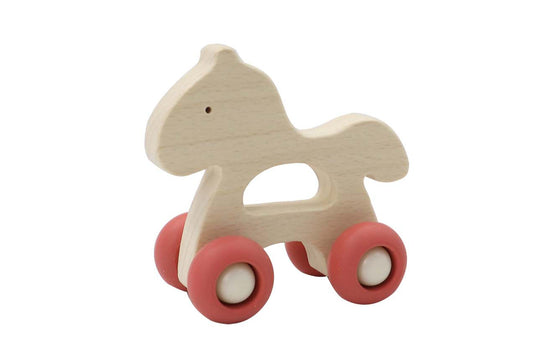 Kaper Kidz Wooden Horse Toy | Natural Beech Wood Rolling Fun