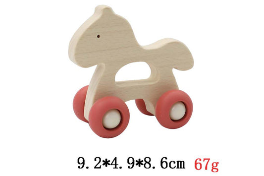 Kaper Kidz Wooden Horse Toy | Natural Beech Wood Rolling Fun