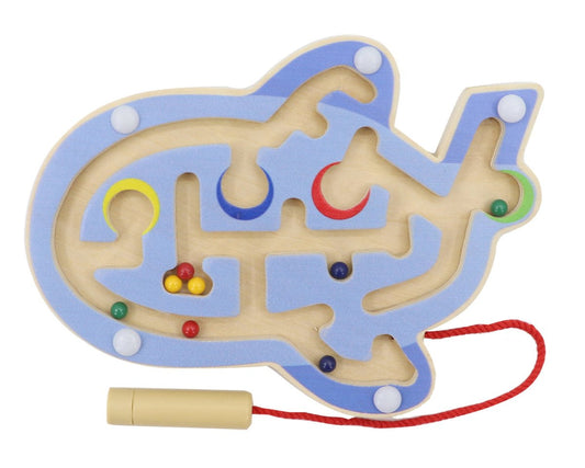 Kaper Kidz Wooden Airplane Magnetic Maze Toy - Interactive educational toy for kids at home.