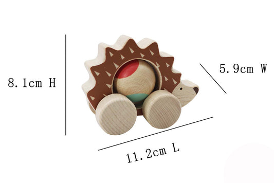 Kaper Kidz Eco Wooden Spinning Hedgehog Push Toy - Sustainable, fun toddler toy for home.