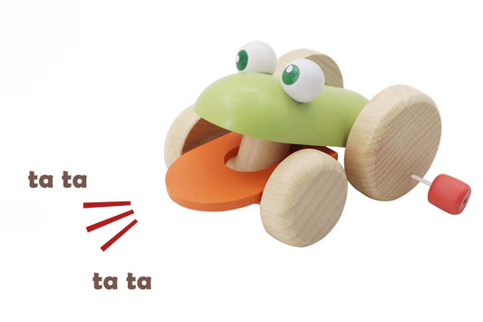 Colorful eco-friendly frog toy encourages imaginative play, perfect for kids developmental activities.