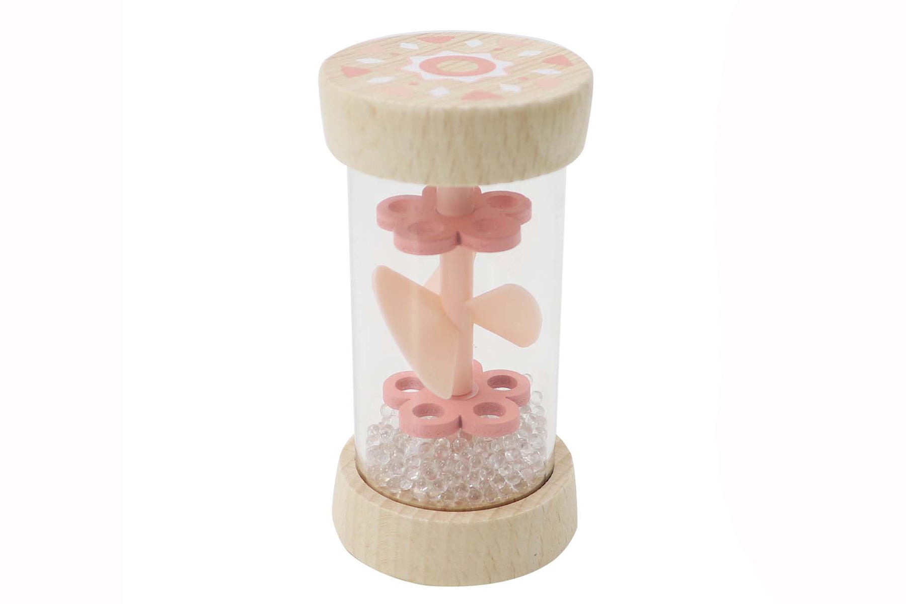 Pink EcoWhirlie Rattle | Eco-friendly sensory toy for kids, ideal for stimulating tactile development.