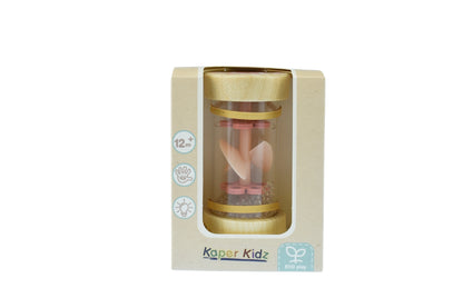 Pink EcoWhirlie Rattle | Sustainable sensory toy for babies, promoting eco-friendly play at home.