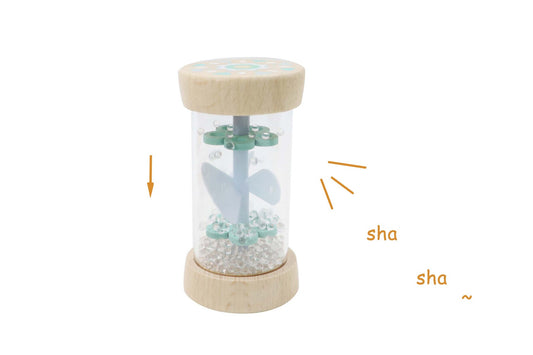 Blue EcoWhirlie Rattle for sensory play, spinning fun. Perfect for engaging toddlers at home.