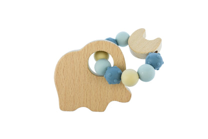 Eco-friendly elephant teether for babies, made with safe Ecobead material, soothing toy.