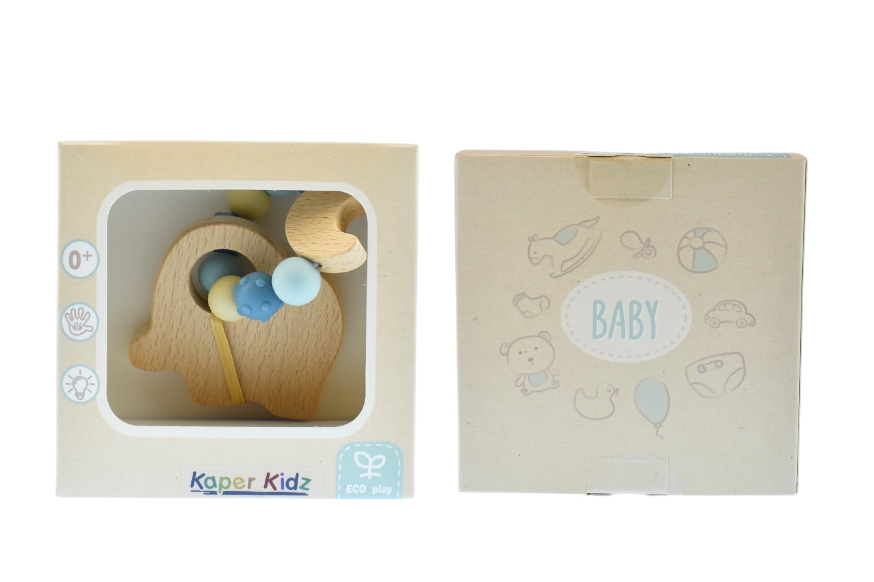 Organic Elephant Teether toy made from eco-friendly materials for soothing babies teething at home.