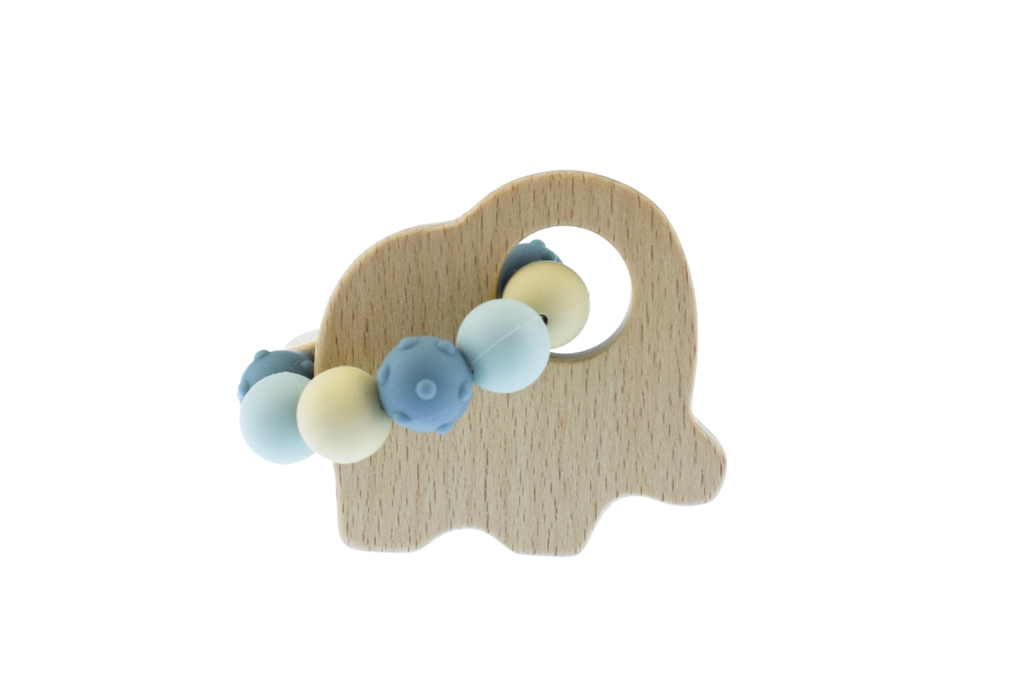 Eco-friendly elephant-shaped baby teether toy for soothing gums, perfect for home use.