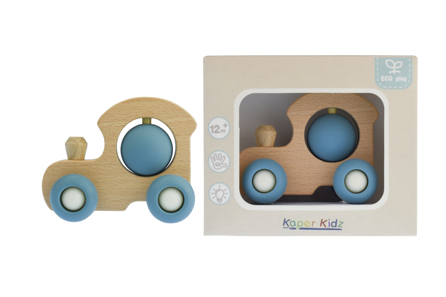 Interactive toddler train ride on toy in blue, perfect for imaginative play at home.