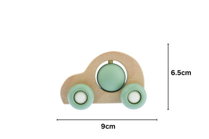 Kaper Kidz EcoSpin Green Car | Beech Wood Silicone Toy 12M+