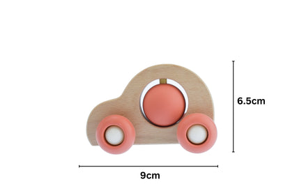 Kaper Kidz EcoSpin Red Beech Wood Car | Sensory Toy 12M+