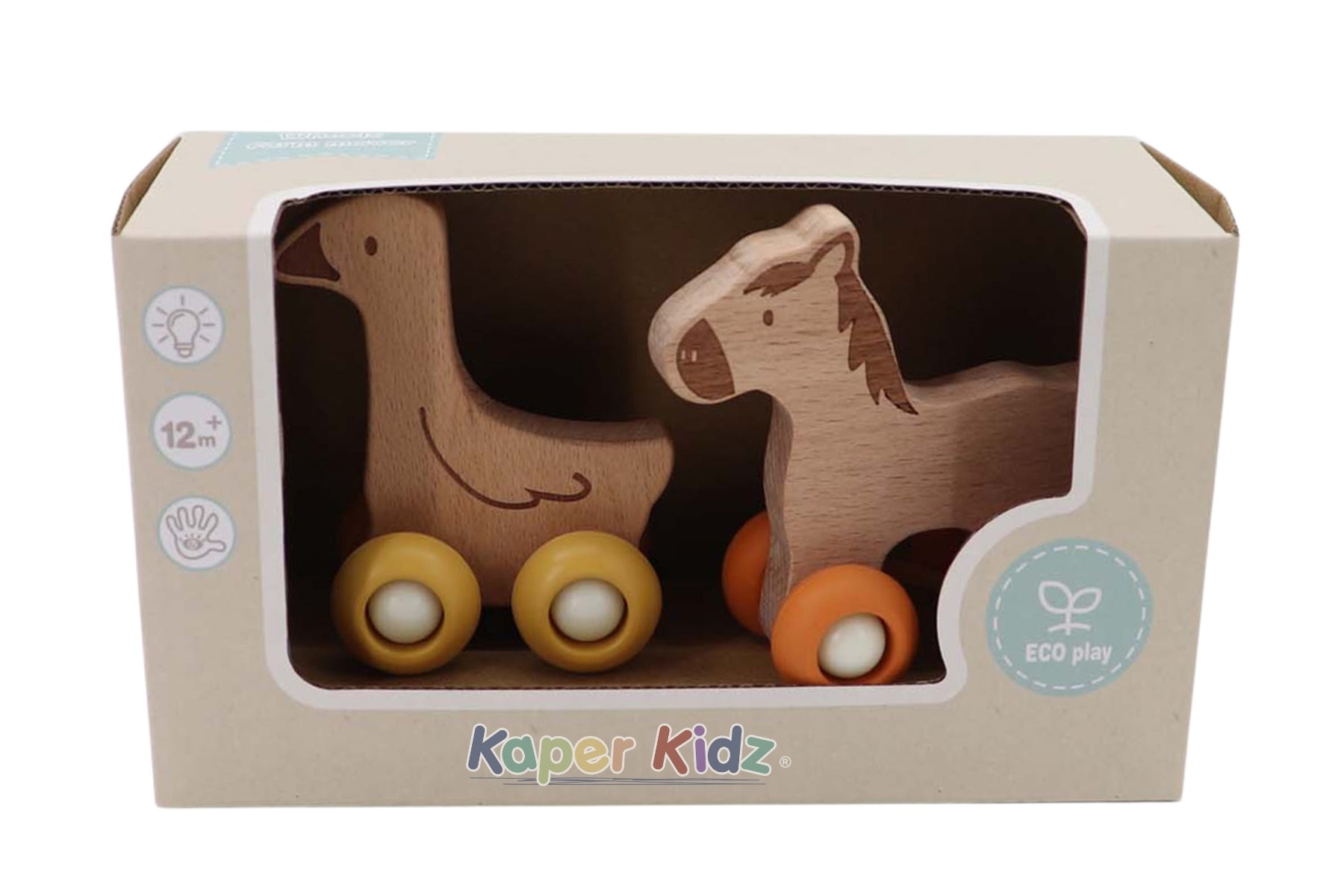 Eco-friendly farm animal toy set featuring horse and duck for imaginative play at home.