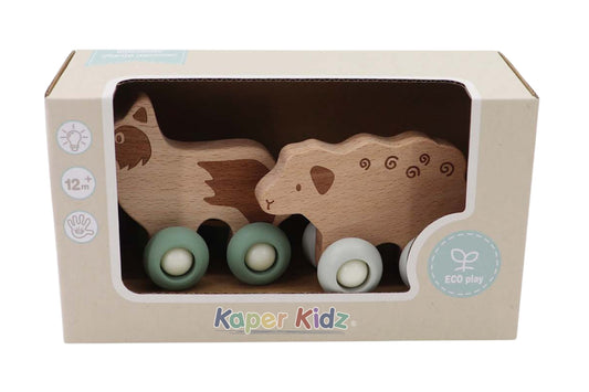 Green Toys Farm Movers Set featuring Sheep & Dog, eco-friendly vehicles for imaginative play.