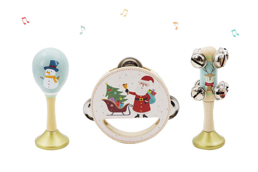 Festive three-piece musical set featuring woodland deer design, perfect for holiday entertaining and gift-giving