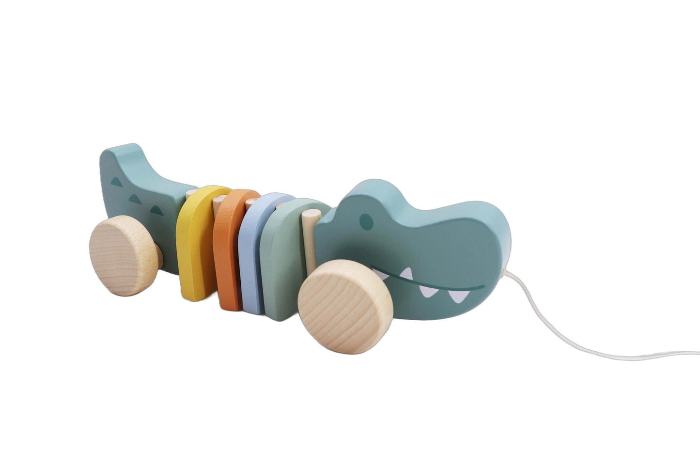 Wooden Pull A Long Crocodile | Pastel Toy for Toddler Fun