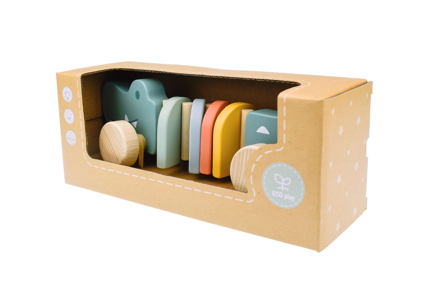 Wooden Pull A Long Crocodile | Pastel Toy for Toddler Fun