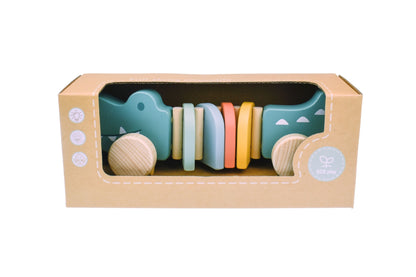 Wooden Pull A Long Crocodile | Pastel Toy for Toddler Fun