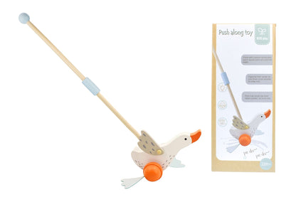 Wooden Goose Push Along | Flapping Feet Toy for Toddler Walking