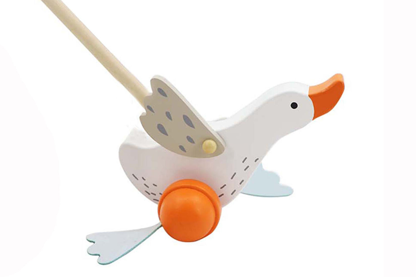 Wooden Goose Push Along | Flapping Feet Toy for Toddler Walking