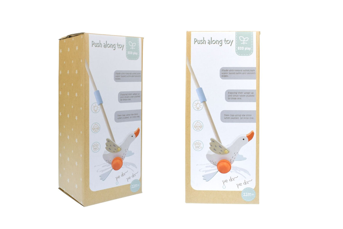 Wooden Goose Push Along | Flapping Feet Toy for Toddler Walking