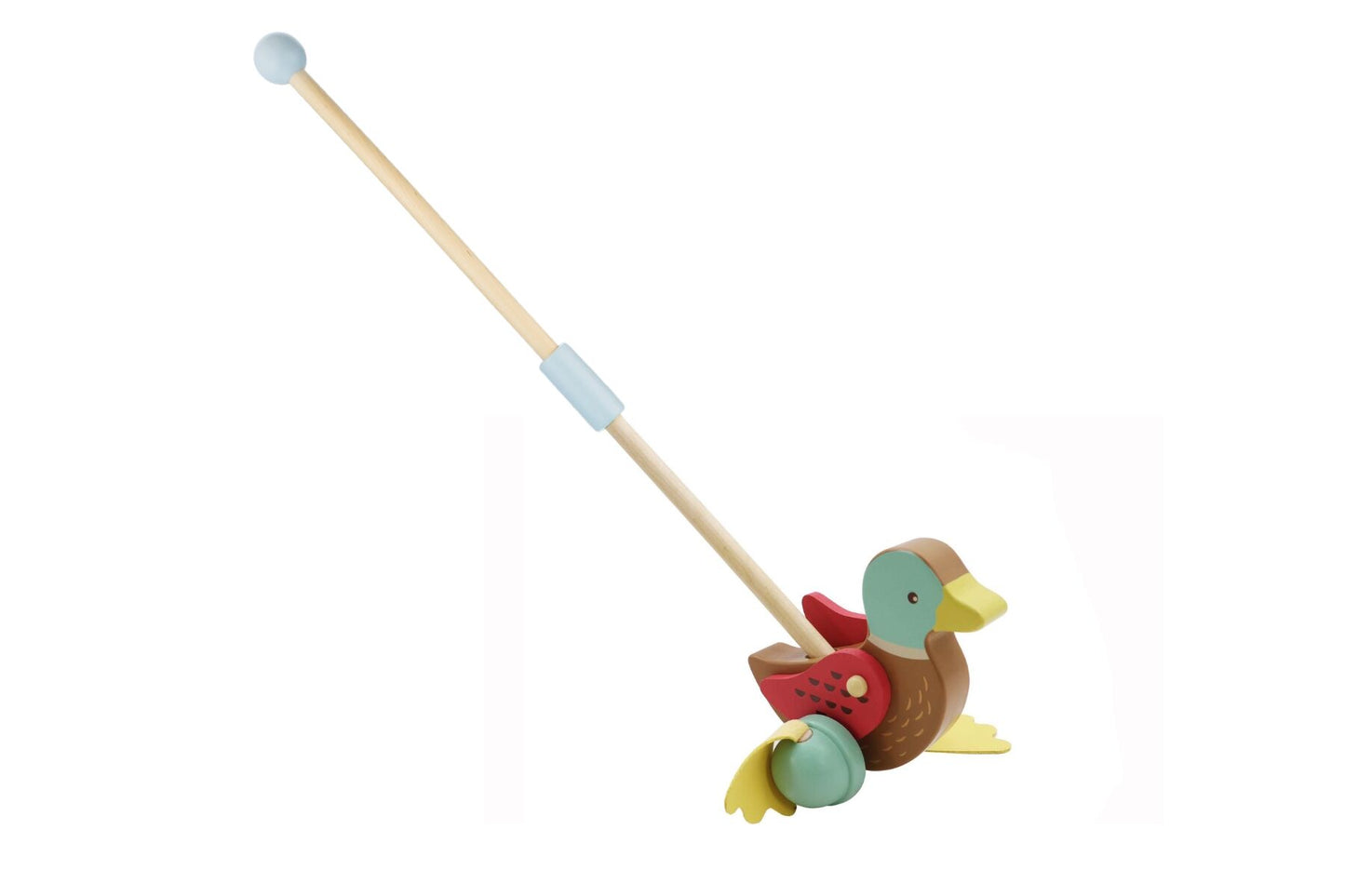 Wooden Mallard Duck Push A Long | Flapping Feet, Brown Toy