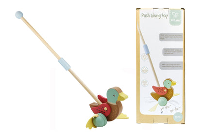 Wooden Mallard Duck Push A Long | Flapping Feet, Brown Toy