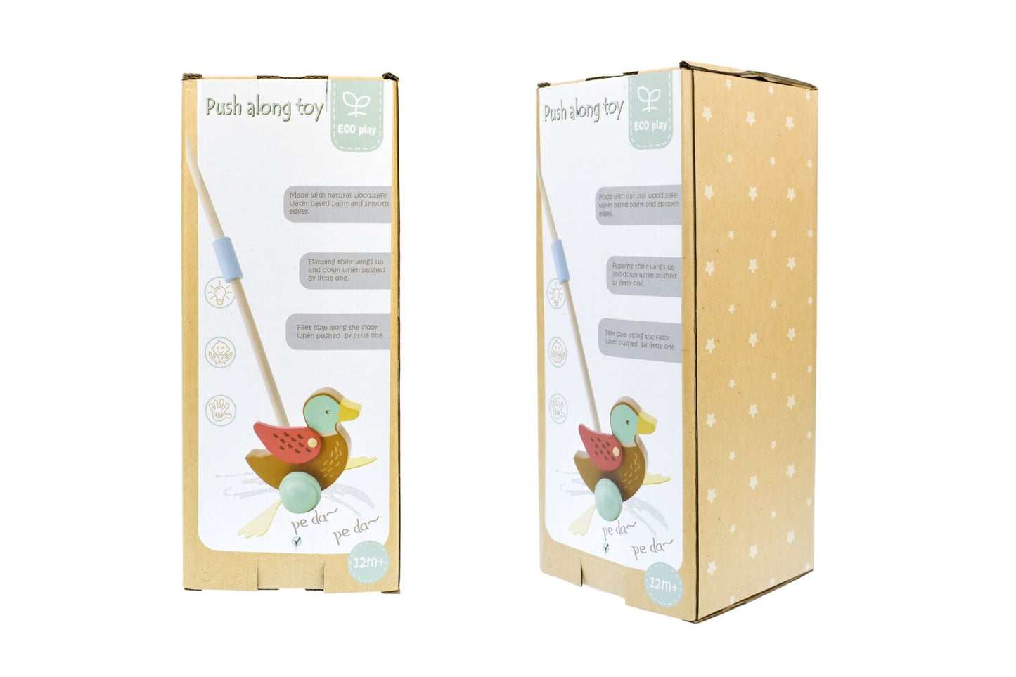 Wooden Mallard Duck Push A Long | Flapping Feet, Brown Toy