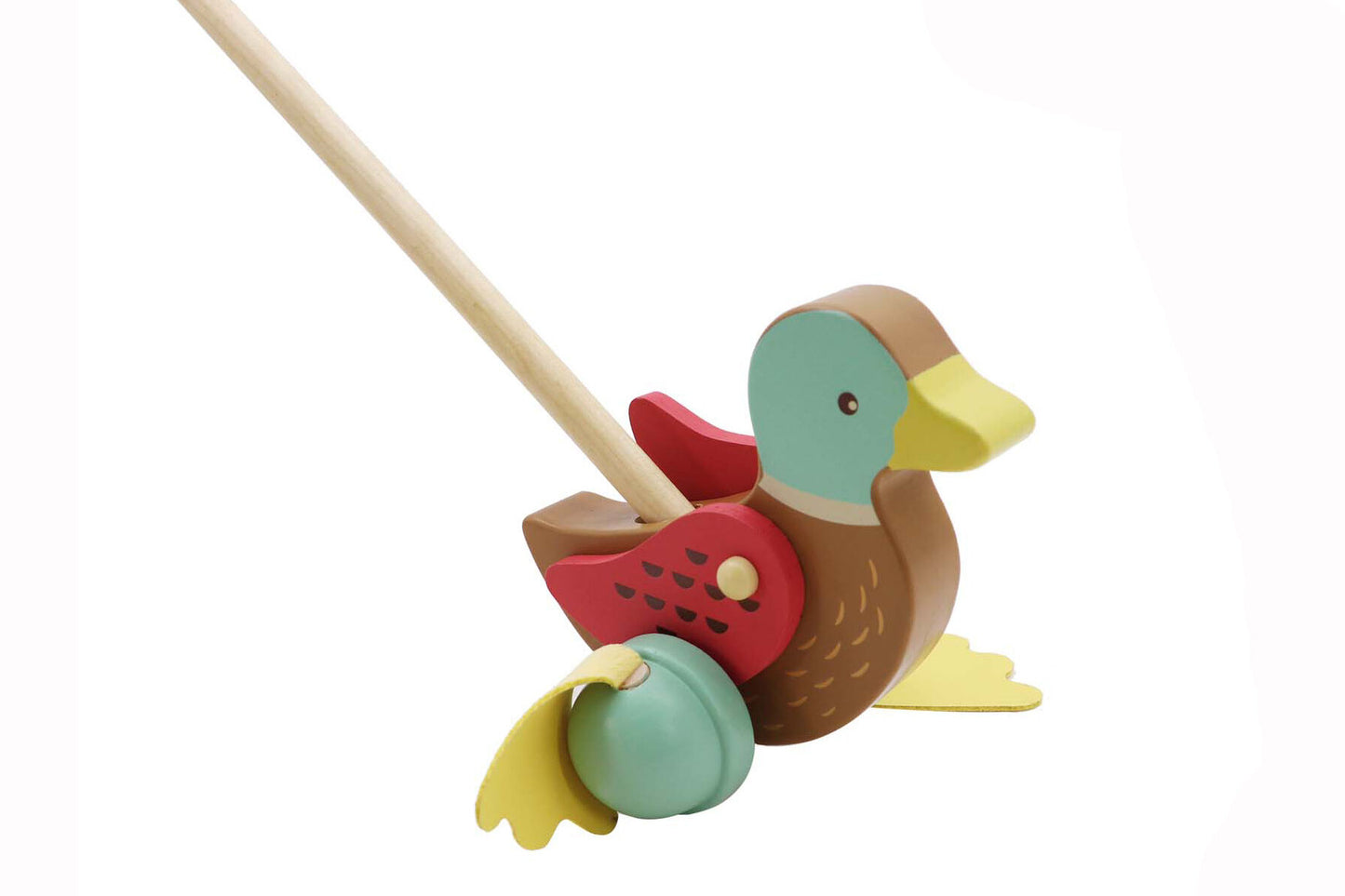 Wooden Mallard Duck Push A Long | Flapping Feet, Brown Toy