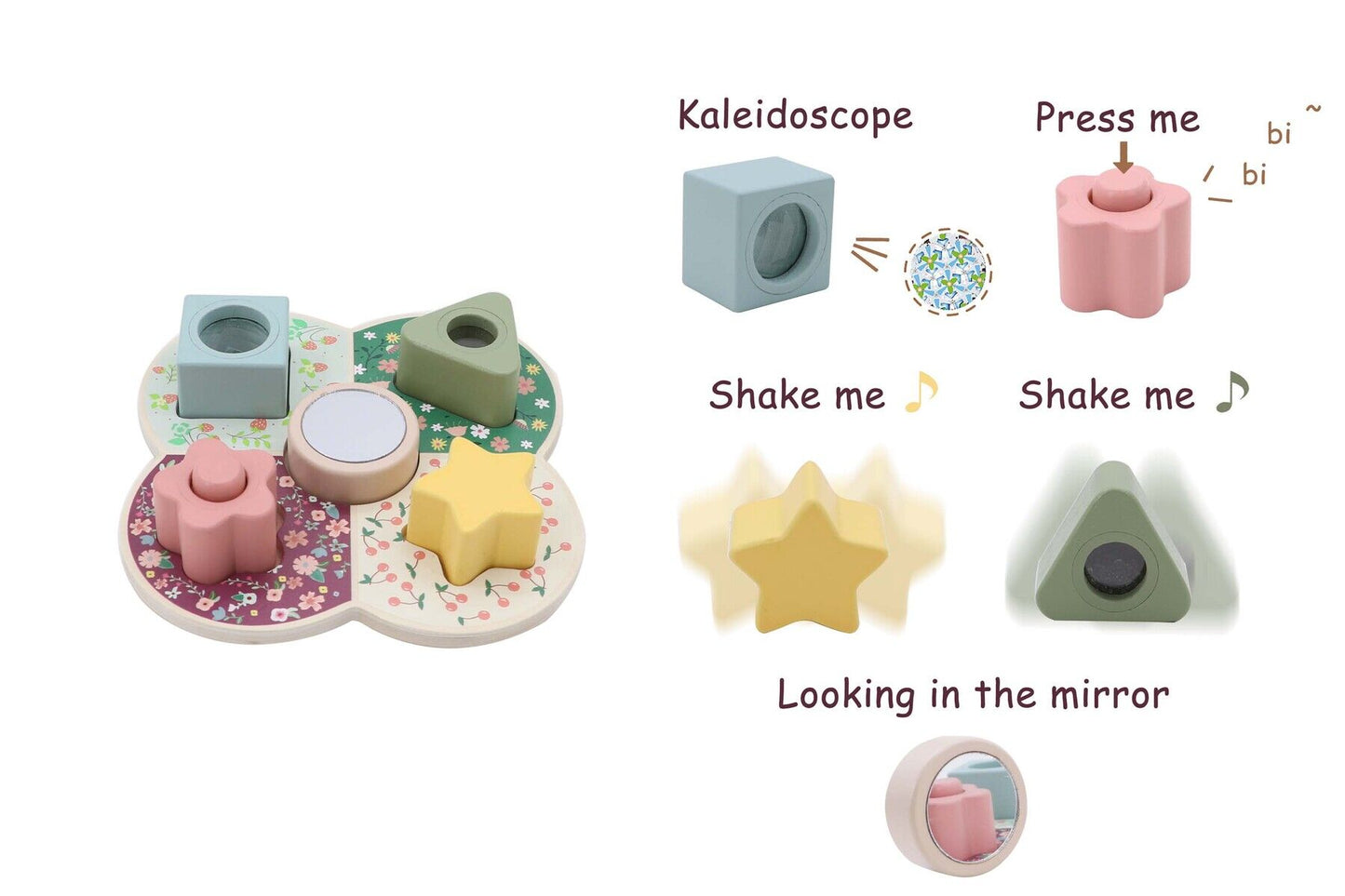 Wooden Shape Sorter | Pastel Activity Blocks for Sensory Play