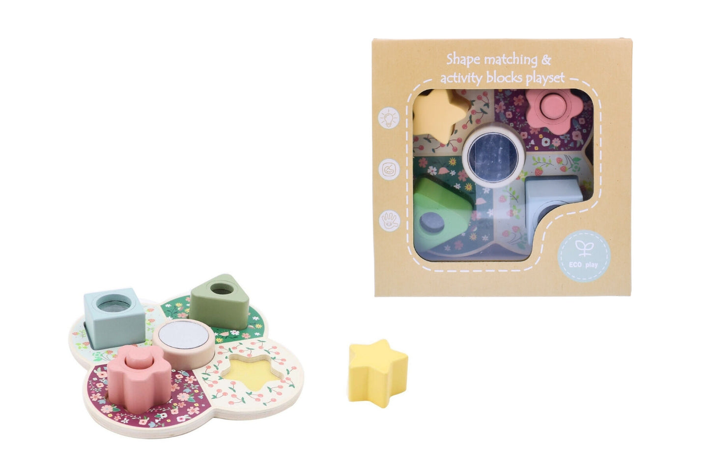 Wooden Shape Sorter | Pastel Activity Blocks for Sensory Play