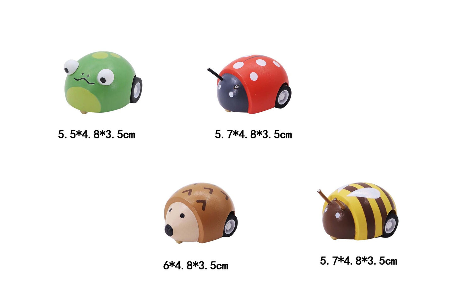 Wooden Pull Back Insect | Colorful 4-Pack Zooming Toy Set