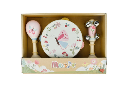 Wooden Spring Insect Butterfly Music Set | Pink 3-Piece Instruments