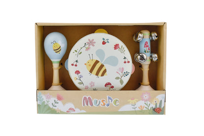 Wooden Spring Insect Bee Music | Blue 3-Piece Set for Toddlers