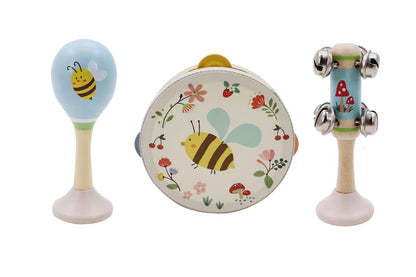 Wooden Spring Insect Bee Music | Blue 3-Piece Set for Toddlers