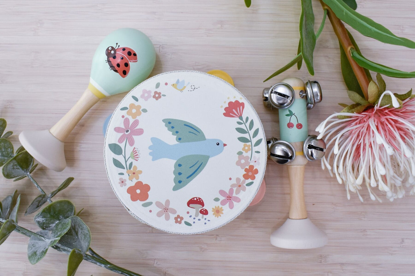 Wooden Spring Insect Bird Music | Colorful 3-Piece Set for Kids