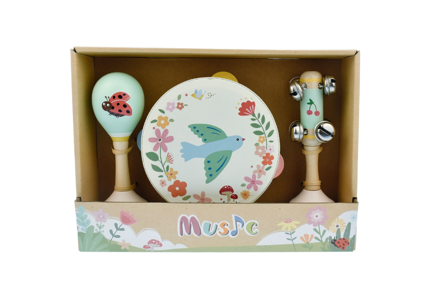 Wooden Spring Insect Bird Music | Colorful 3-Piece Set for Kids