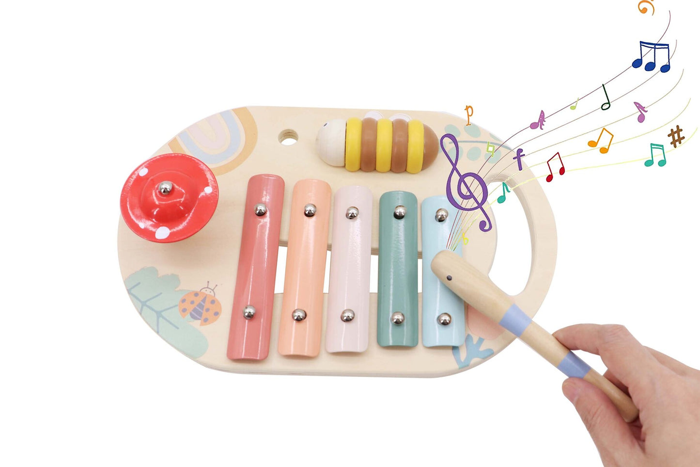 Wooden Spring Insect Music Table | Colorful Toddler Xylophone Set