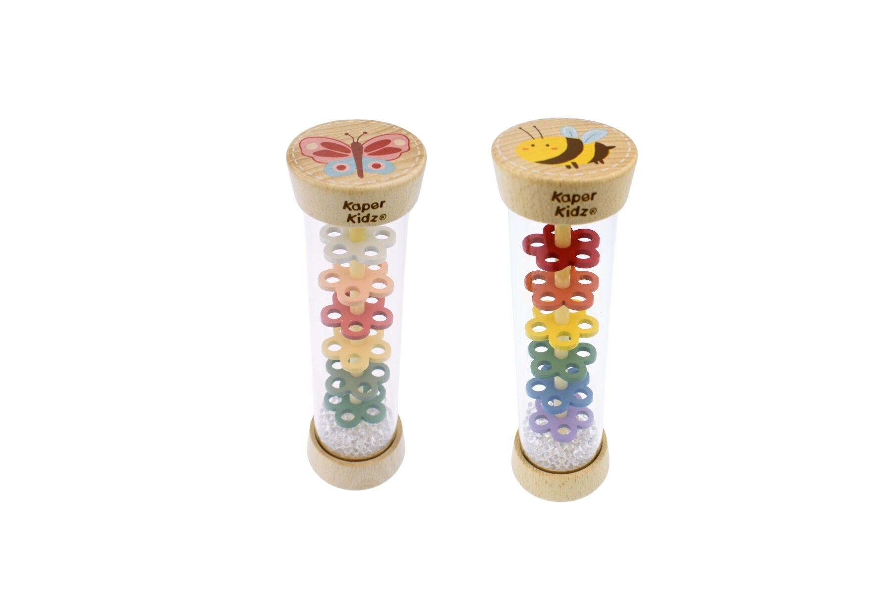 Wooden Spring Insect Rainmaker | Colorful Bee & Butterfly Rattle – Kids ...