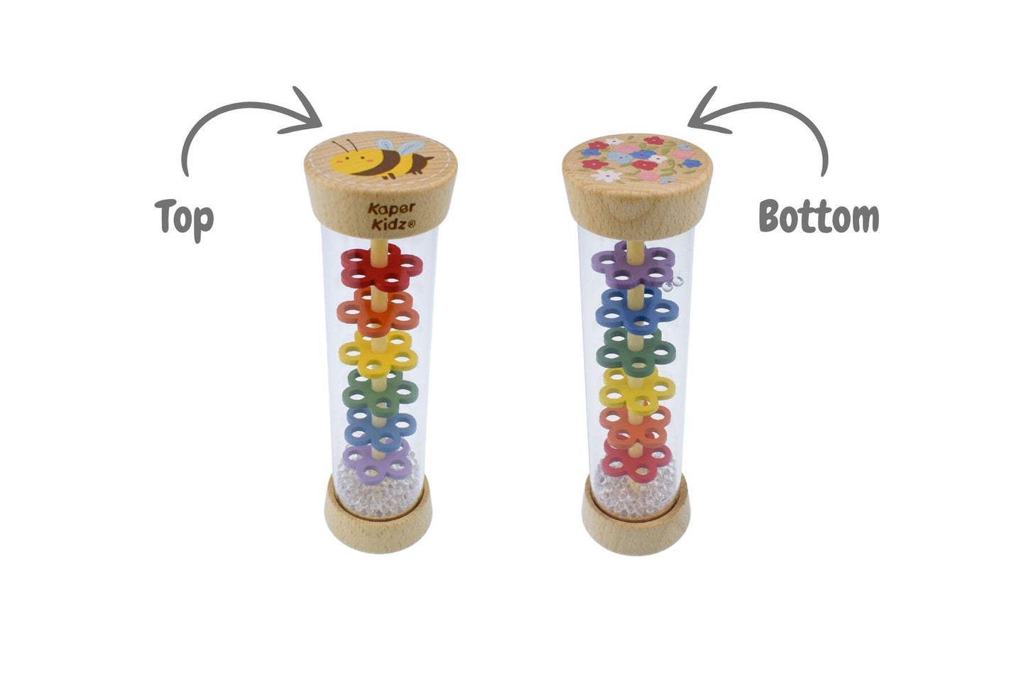 Wooden Bee Rainmaker Rattle | Yellow Spring Design | Kaper Kidz