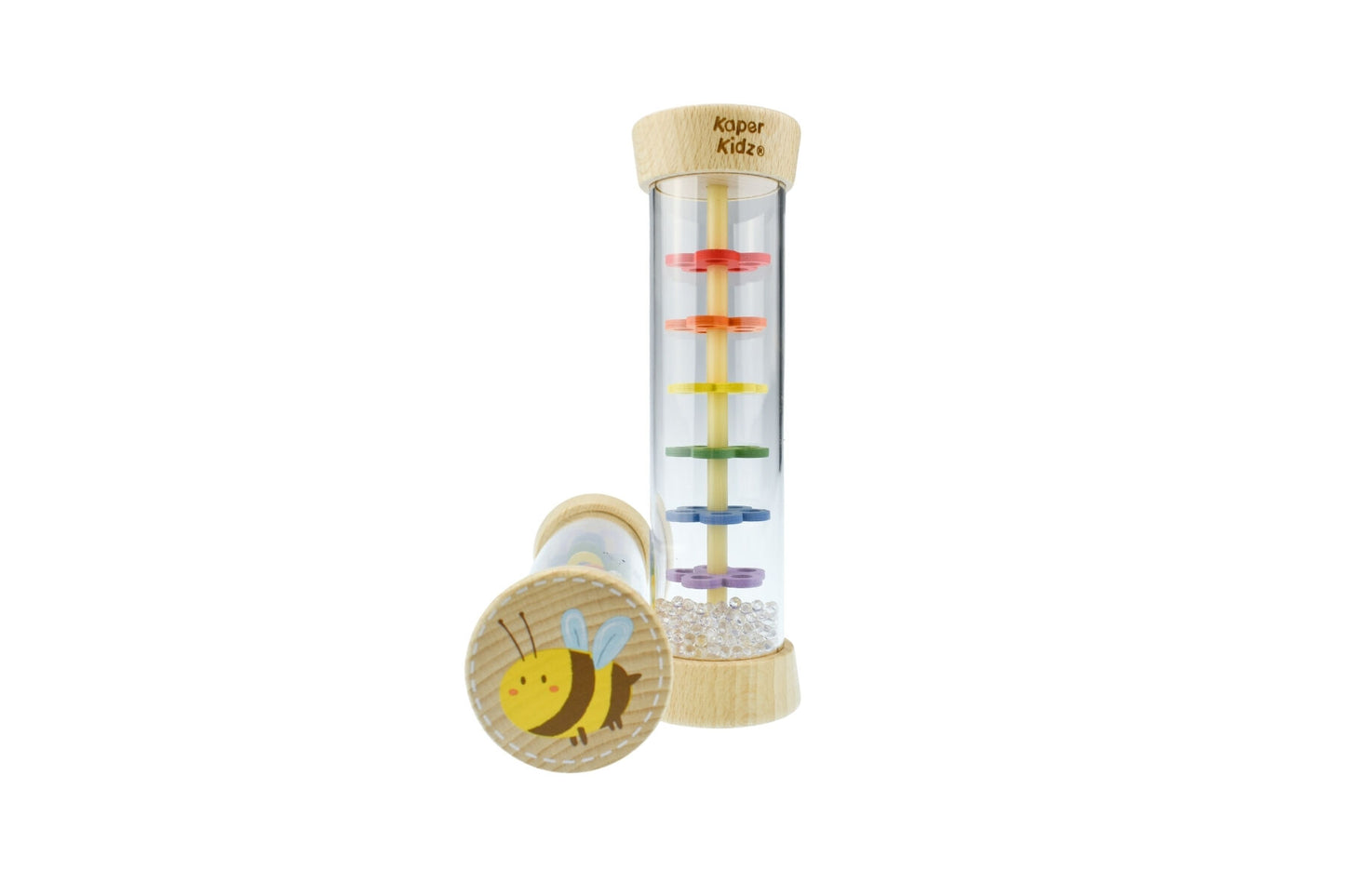 Wooden Bee Rainmaker Rattle | Yellow Spring Design | Kaper Kidz