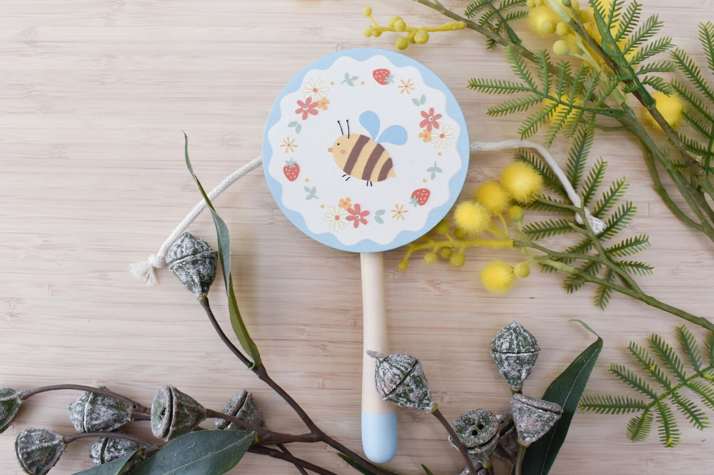 Wooden Bee Twist Drum Pastel | Soothing Musical Toy 10M+