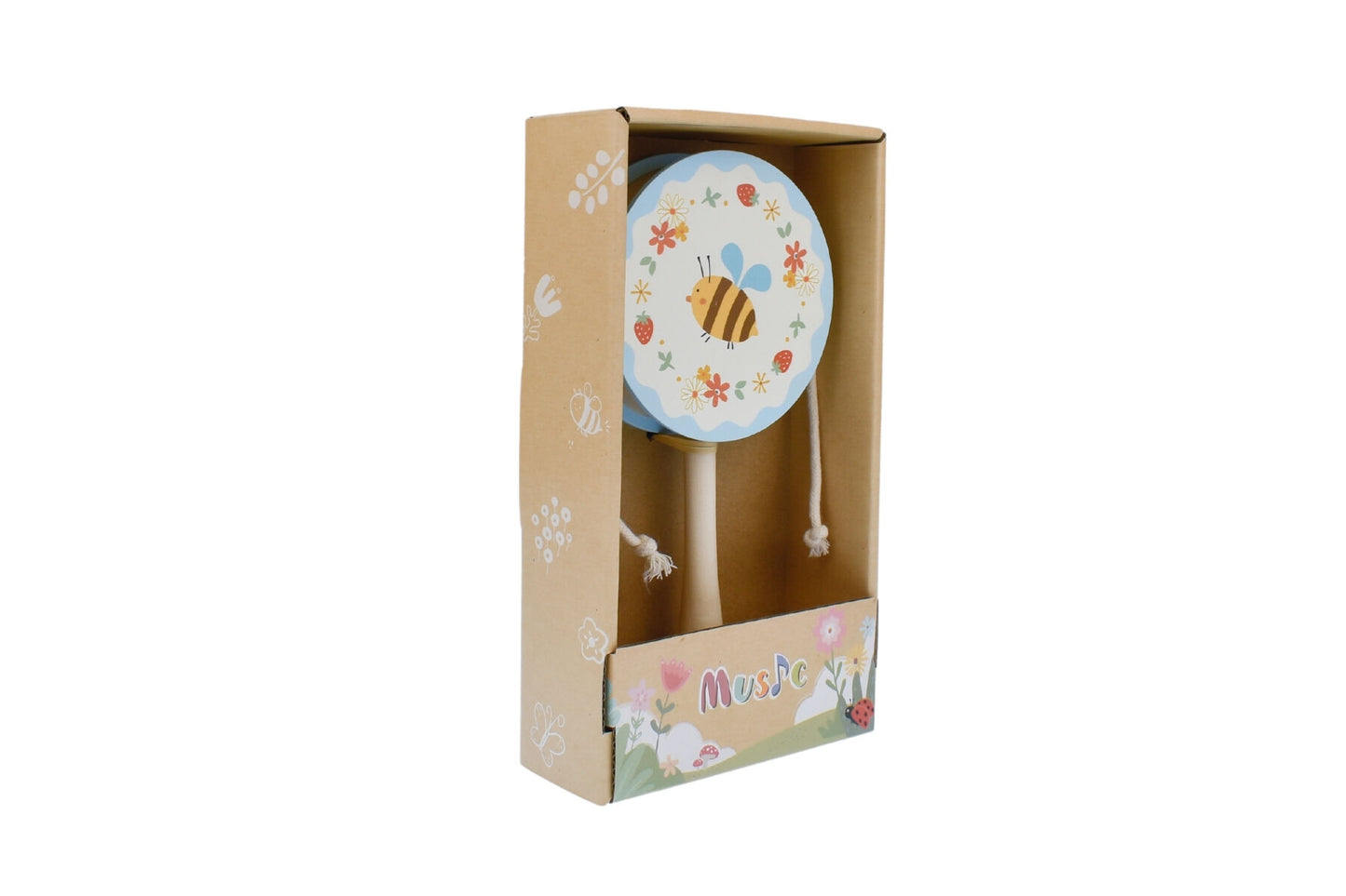 Wooden Bee Twist Drum Pastel | Soothing Musical Toy 10M+