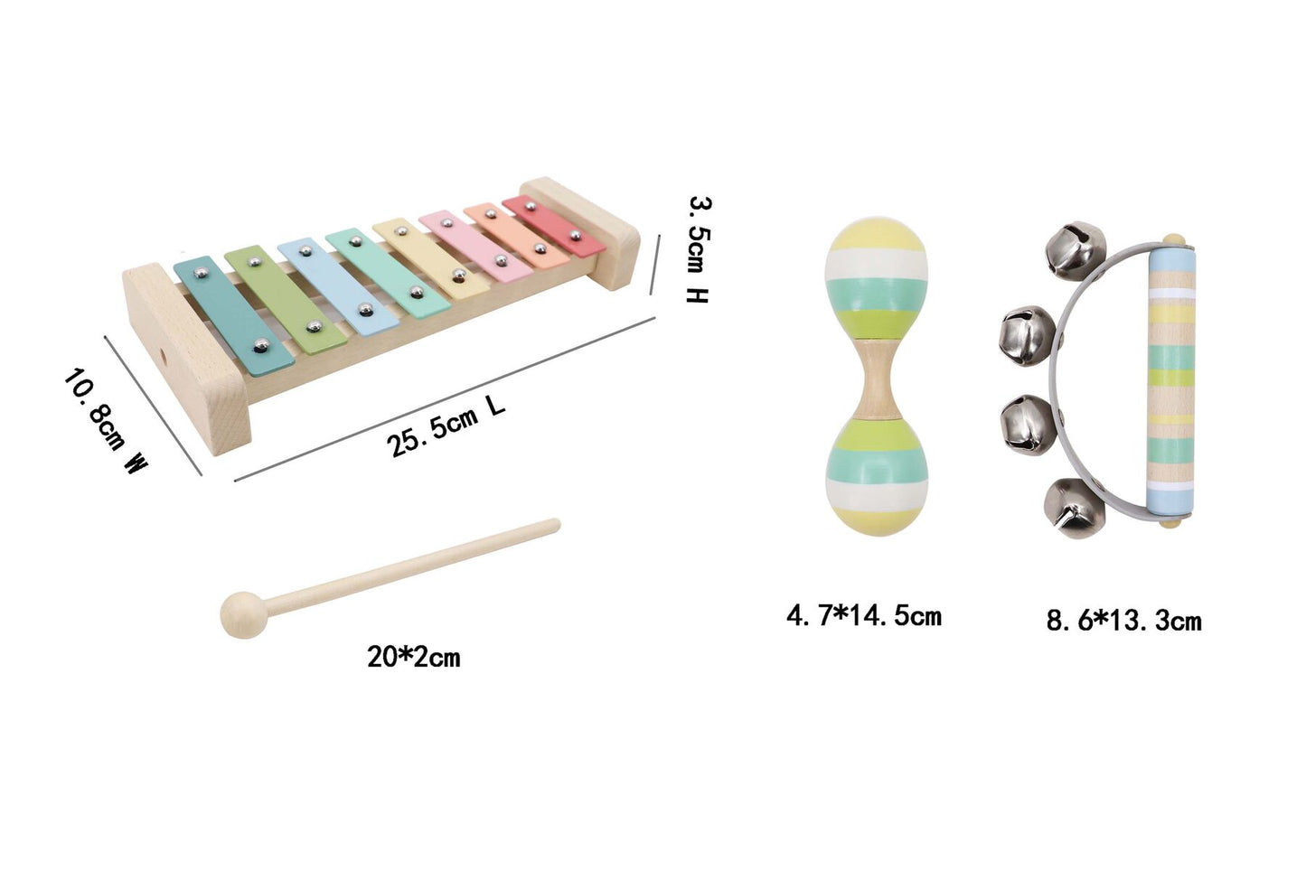 Wooden Music Set 3 Pc Xylophone Set Blue