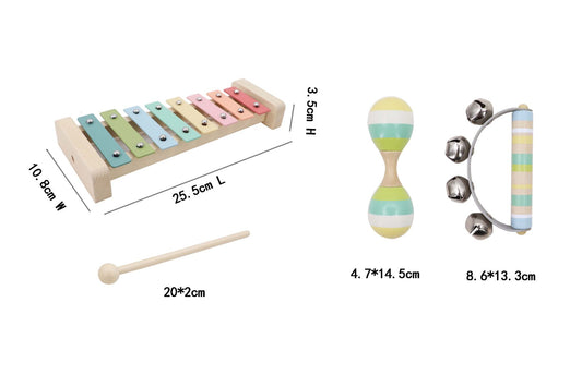 Wooden Music Set 3 Pc Xylophone Set Blue